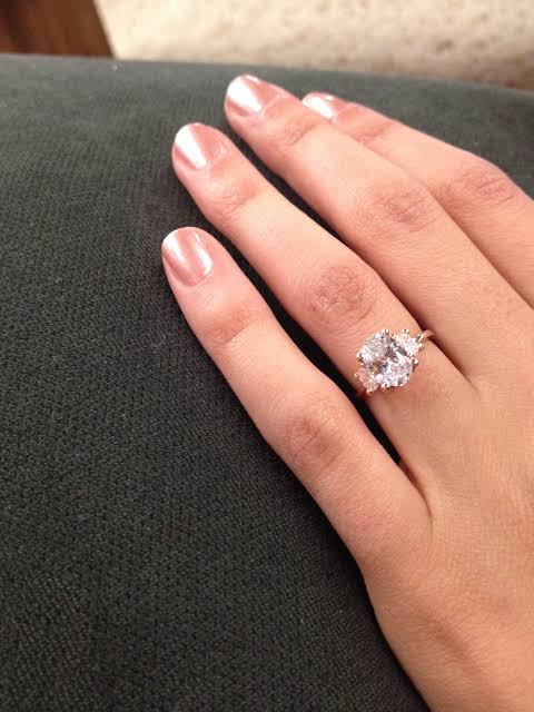 Engagement ring on the left-hand ring finger